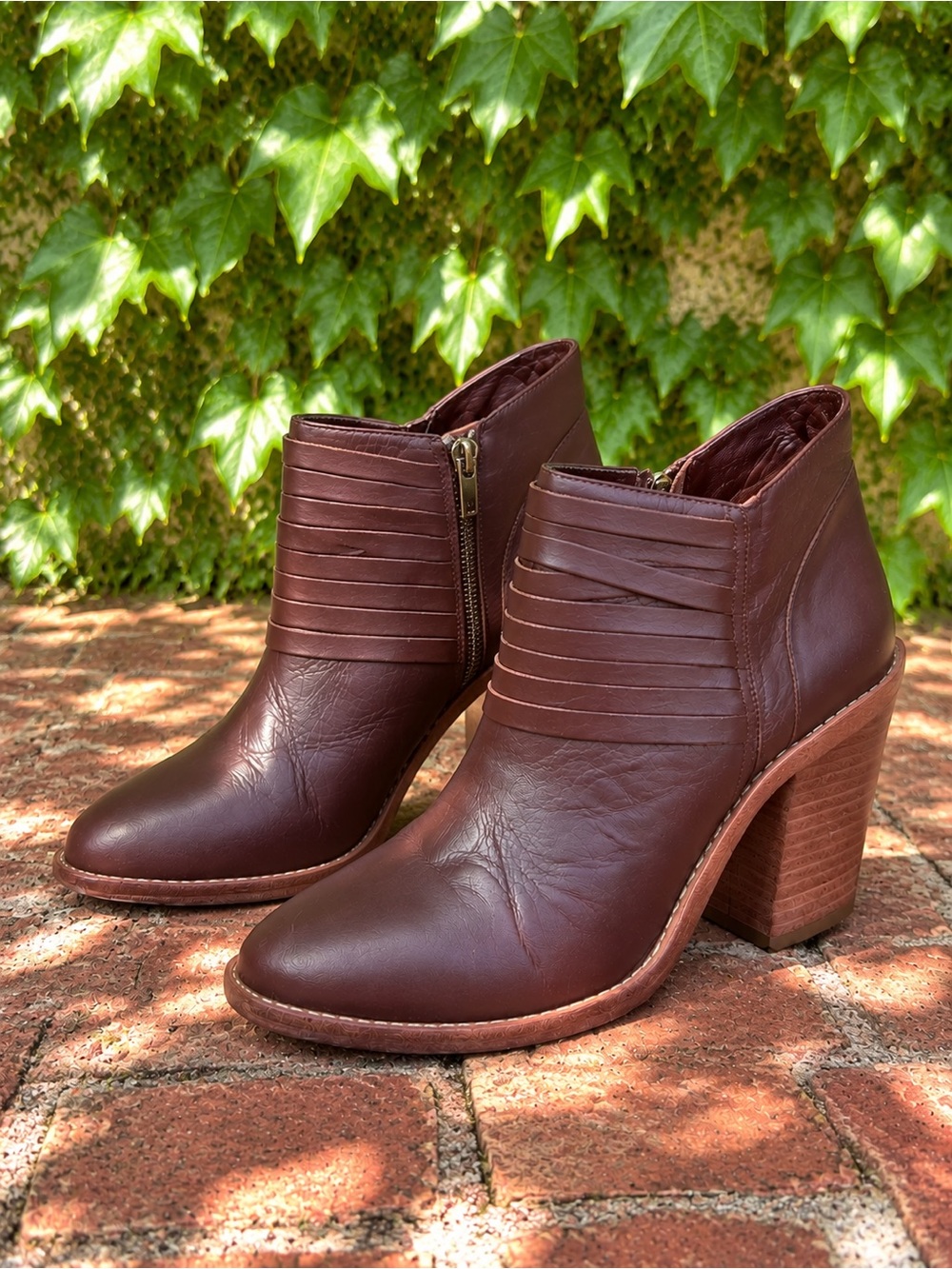 LOEFFLER RANDALL Quiet Luxury Minimalist Cognac Brown Leather Ankle Boots, 7.5B